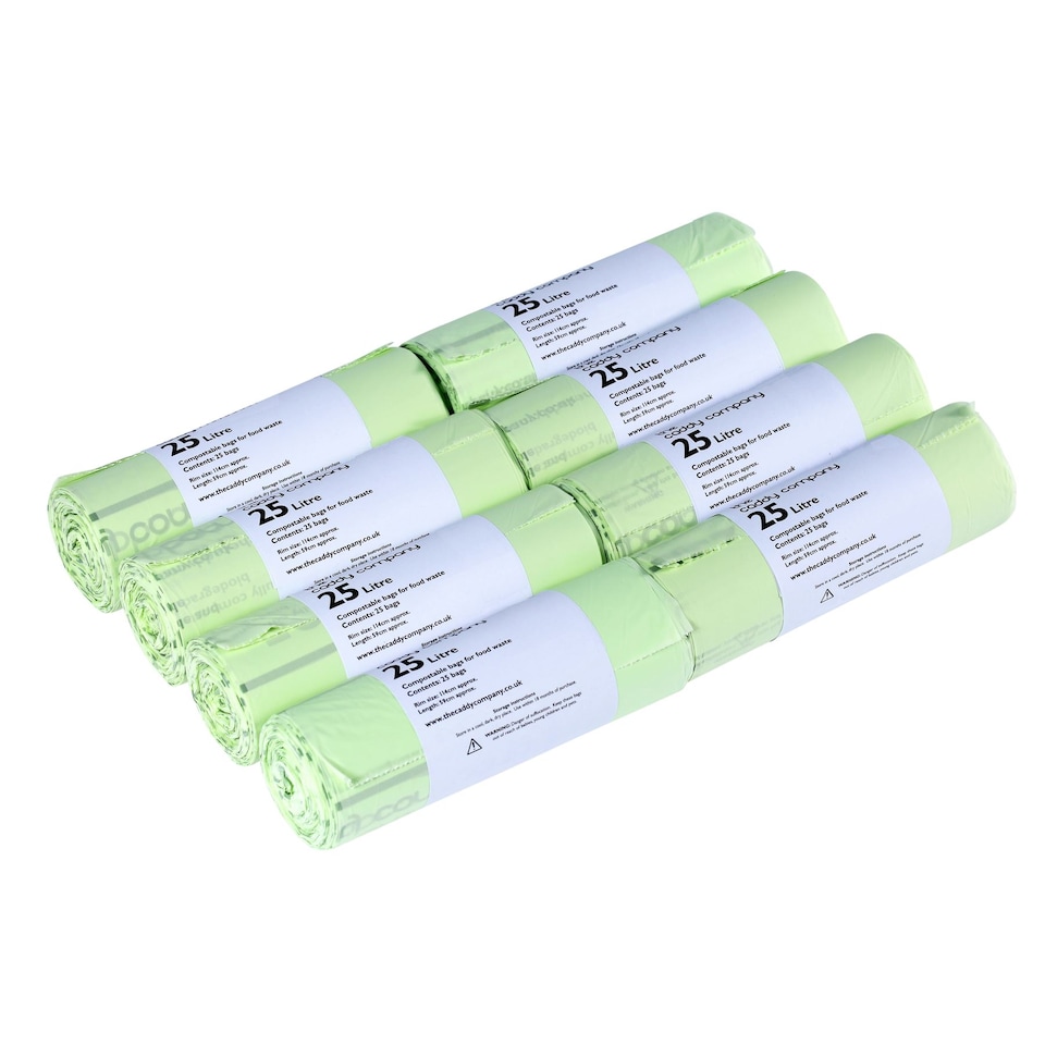 image 1 of The Caddy Company 25 Litre Compostable Food Waste Bin Bags - 8 Rolls