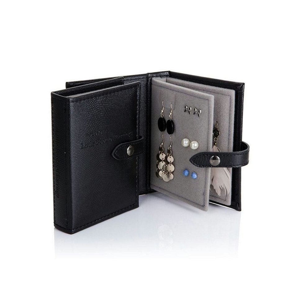 Little Little Book of Earrings Small Crocodile Black Jewellery Storage Box
