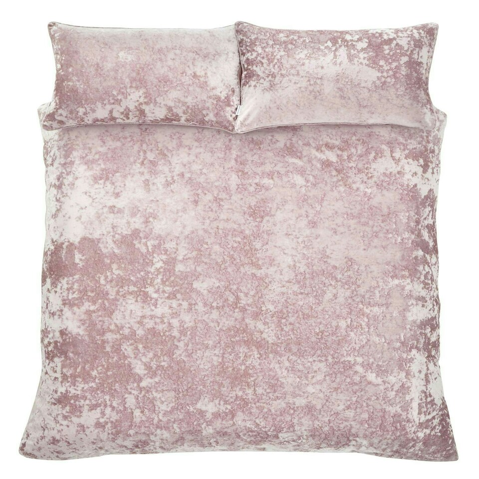 image 1 of Catherine Lansfield Crushed Velvet Blush Duvet Cover Set Pink | Double