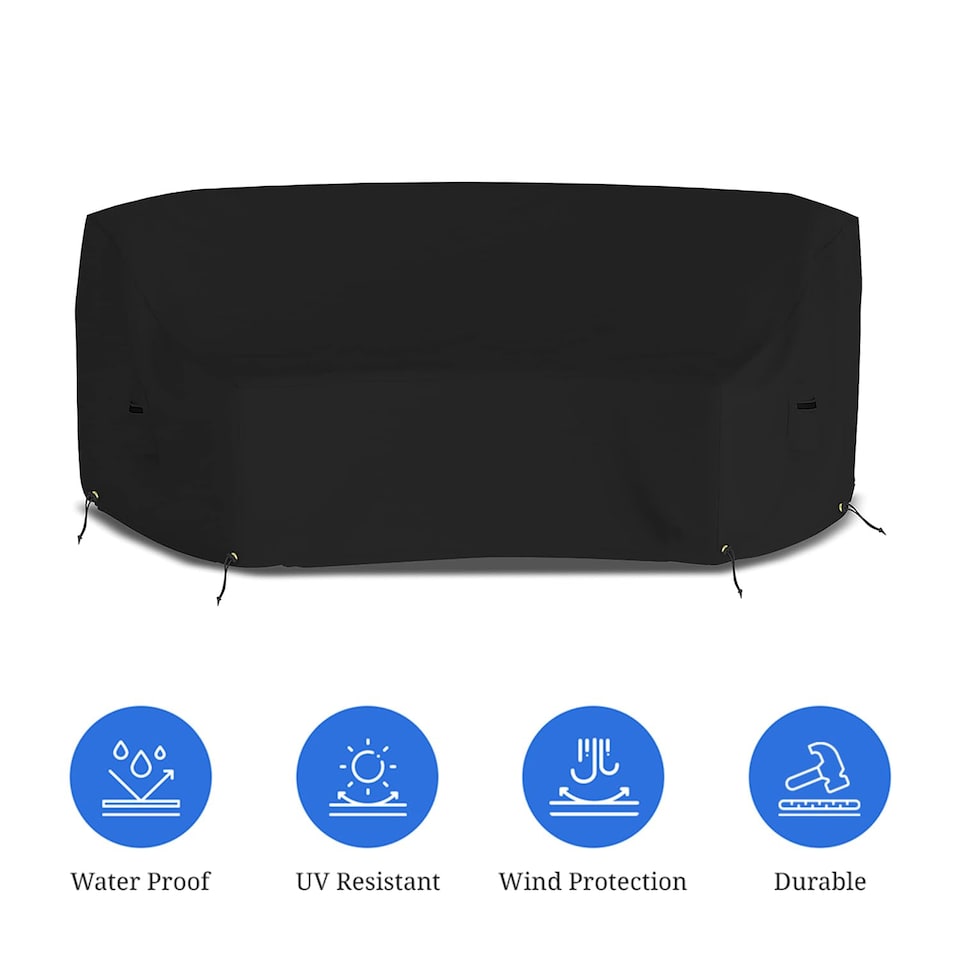 image 1 of Covers&All Curved Outdoor Couch Cover, 1000D Waterproof, UV-Resistant Patio Furniture Cover, 90 in L x 34 in W x 32 in H x 46 in FL, Black