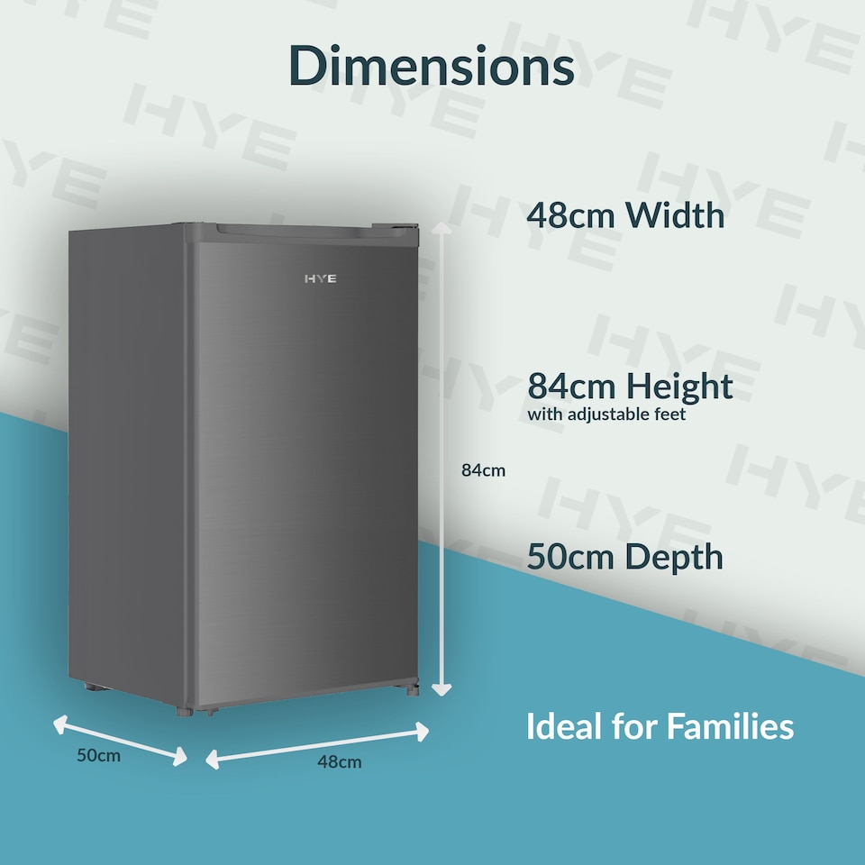 image 1 of HYE Under Counter Fridge 48cm Freestanding Larder 90 Litre - Silver RF01UCF88S01