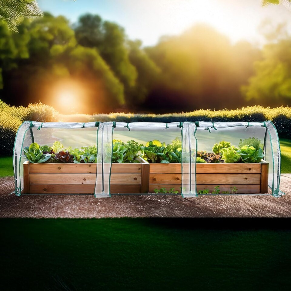 image 1 of Large Tunnel Greenhouse Growhouse Plant Garden Metal Frame Zipper Door PVC Cover