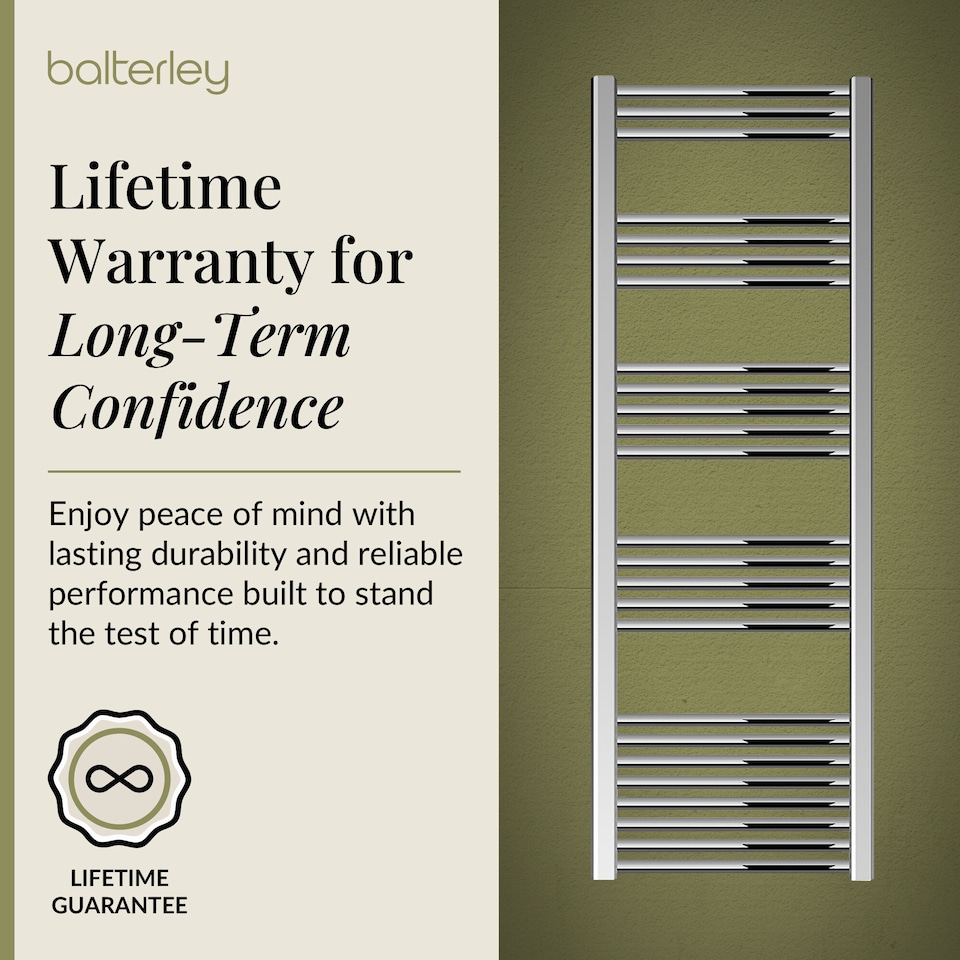 image 1 of Straight Heated Towel Rail Radiator, 459W, 500 x 1600mm, Chrome | Silver | Chrome