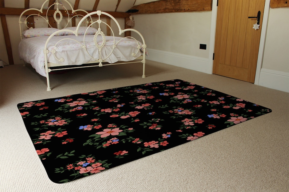image 1 of Beautiful Pink Flowers Rug | Multi