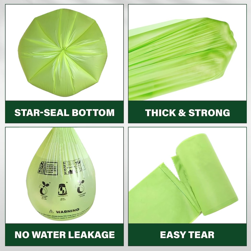 image 1 of ECONX 220L X 20 Compostable Wheelie Bin Liners Bags Biodegradable Refuse Sacks Waste Bag