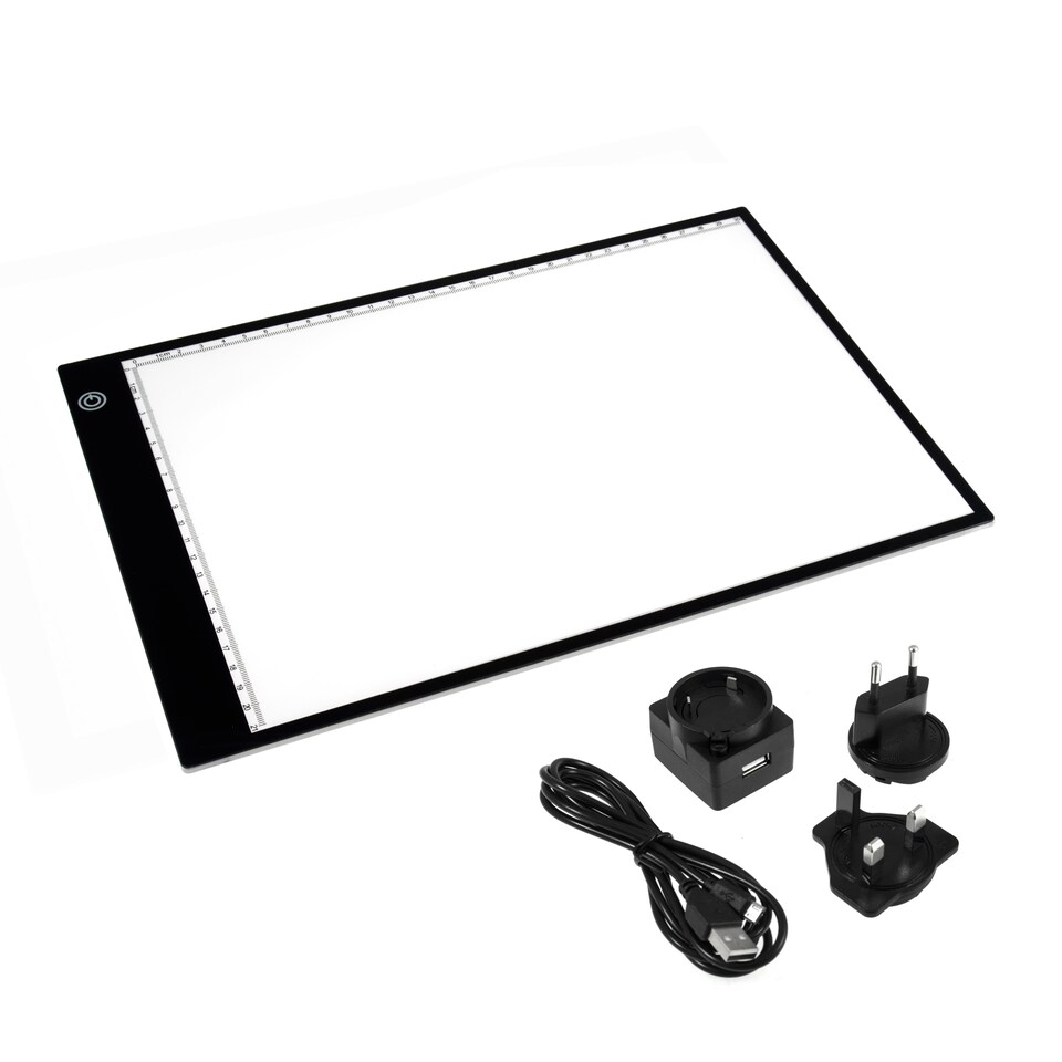 image 1 of PURElite LED Ultra-Thin Light Box - A4 Pad for Tracing & Crafts, 3 Brightness Settings, Mains & USB Operated