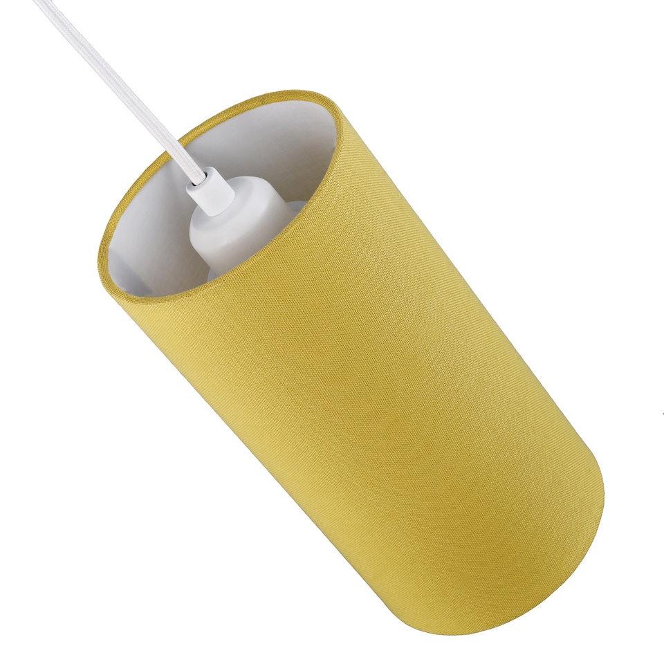 image 1 of Contemporary and Stylish Mustard Ochre Linen Fabric Tall Cylindrical Lampshade | Yellow | 10"