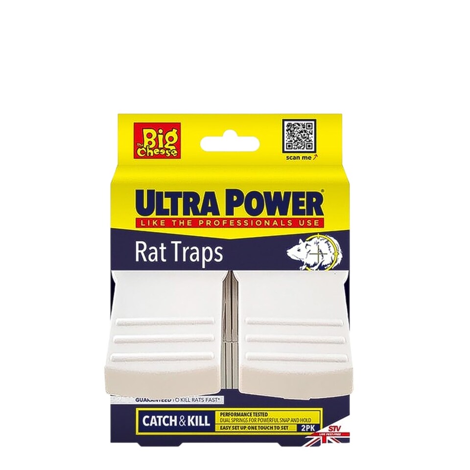 image 1 of Ultra Power Rat Twin Snap Traps Pre Baited Ready to Use Rodent Control Indoor Outdoor Home Garage Pest Control Trap System