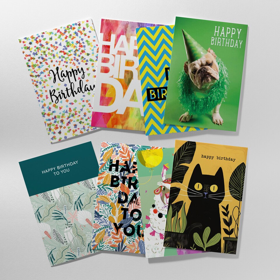 image 1 of Birthday Multipack Of 8 Cards Celebration Designs 8 Assorted Cards