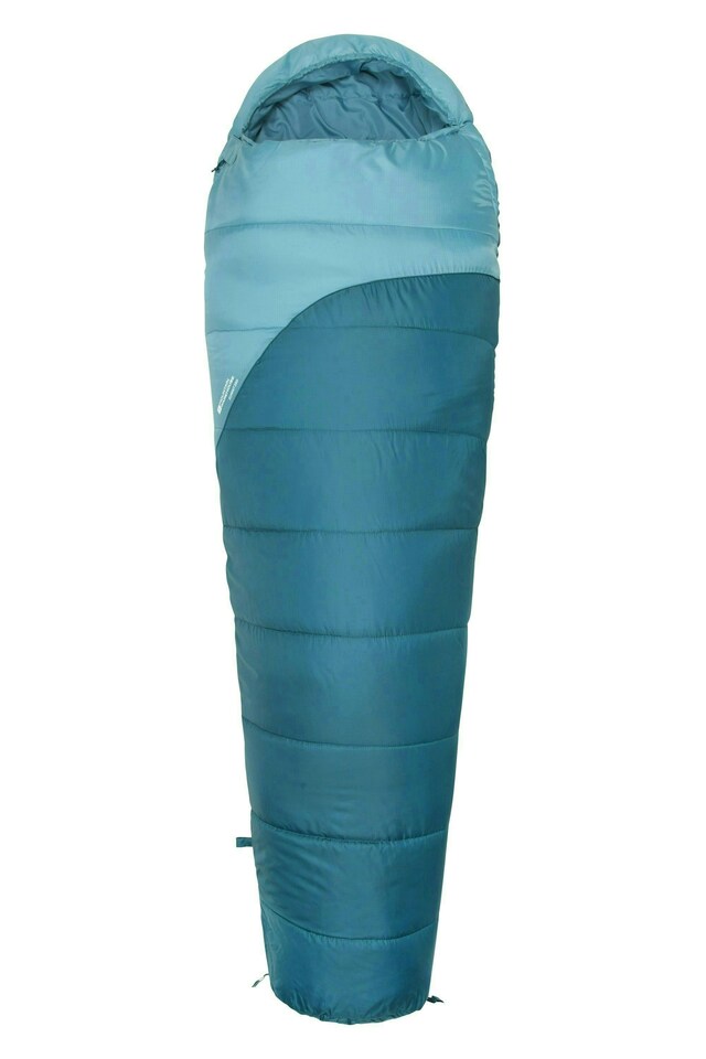 image 1 of Mountain Warehouse Summit Sleeping Bag Adult Mummy Camping Hiking Winter Warm Left Handed Zip - Long Length (215cm) | Blue