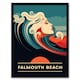 image 4 of Falmouth Beach England Uk Sunset Woman Waves Black Framed Wall Art Print A4