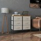 image 7 of HOMCOM 6 Drawer Fabric Chest of Drawers w/ Wooden Top for Hallway Cream Cream