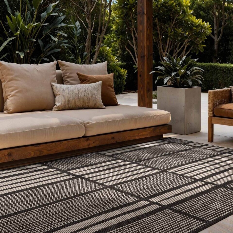 image 1 of Ted Baker Flatweave Allington Indoor Outdoor Rug Geometric Reversible
