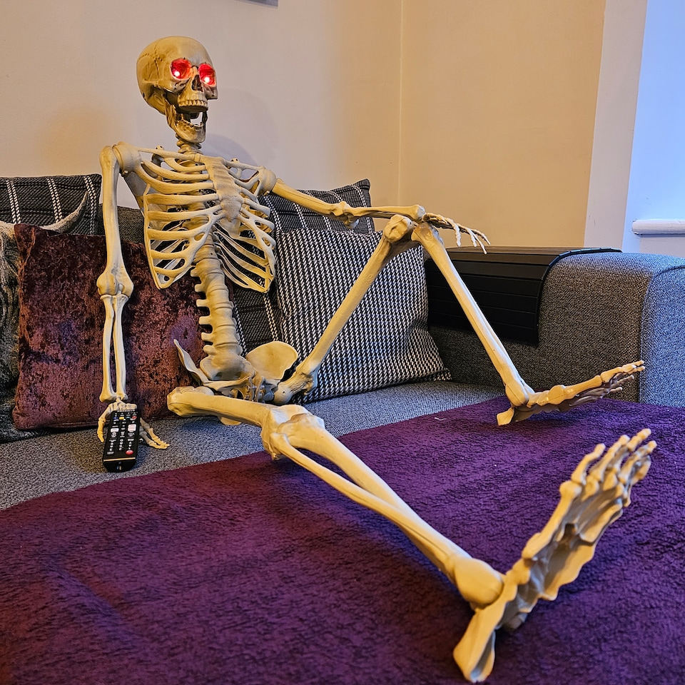 image 1 of Pack of 4 5ft (150cm) Posable Full Body Halloween LED Skeleton Decoration with Movable Joints and LED Eyes