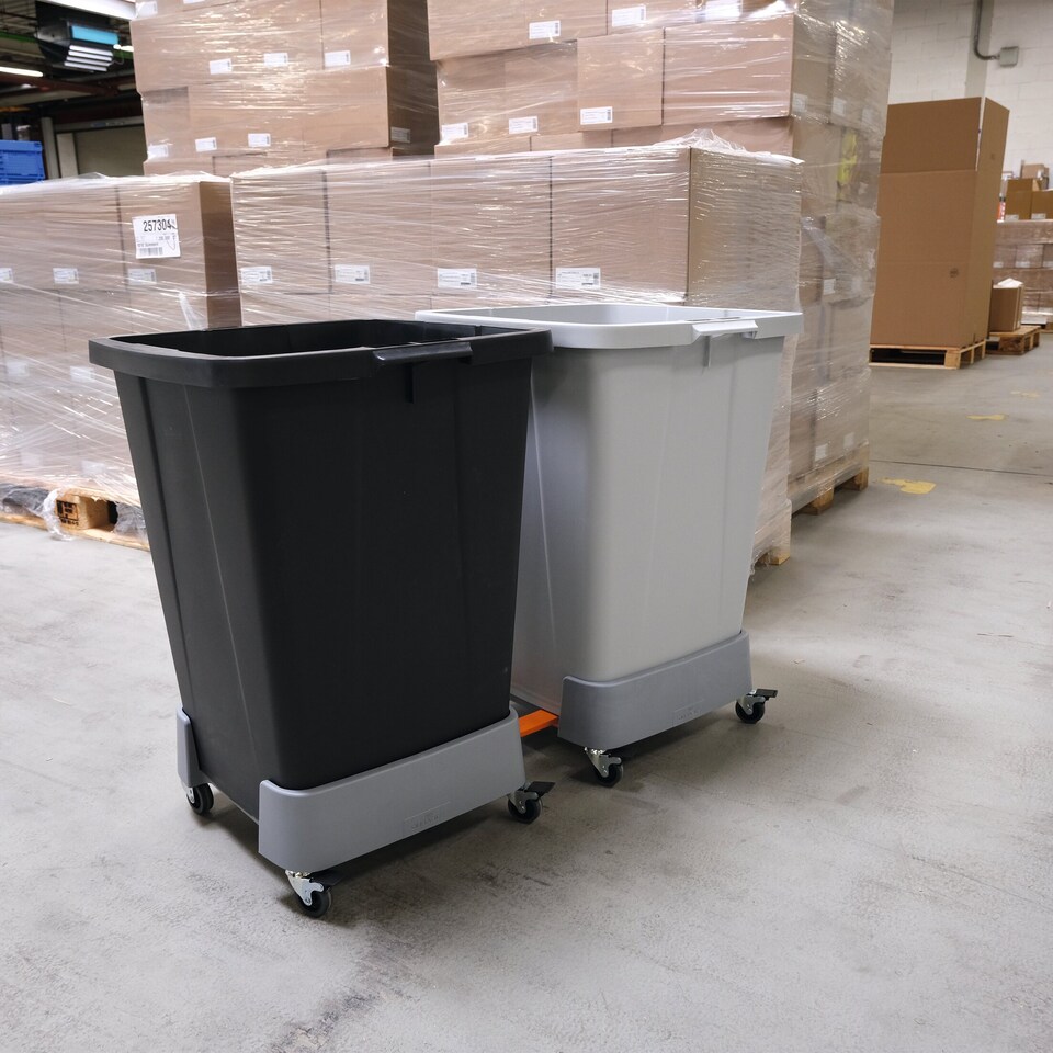 image 1 of Durable 90L Linkable Bin Trolley | Robust Modular Waste Trolley for DURABIN Bins | Grey