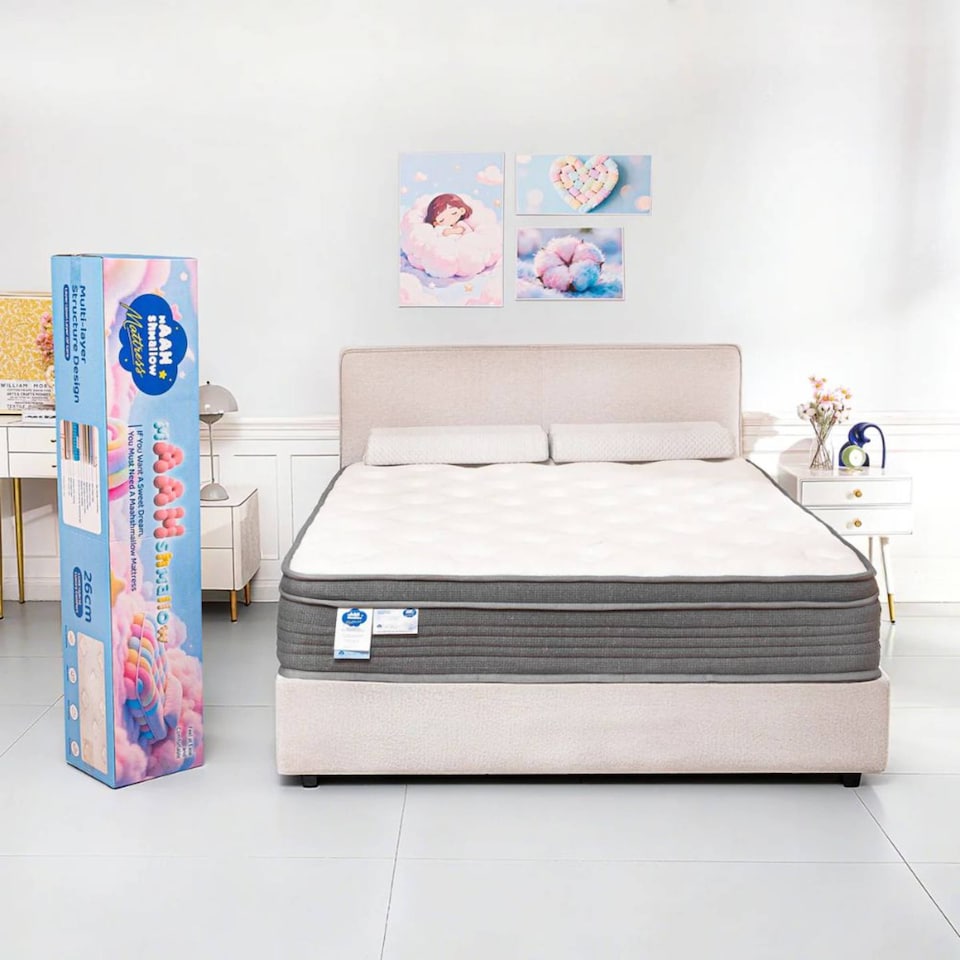 image 1 of 10 Inch Memory Foam Pocketed Springs Mattress Double White