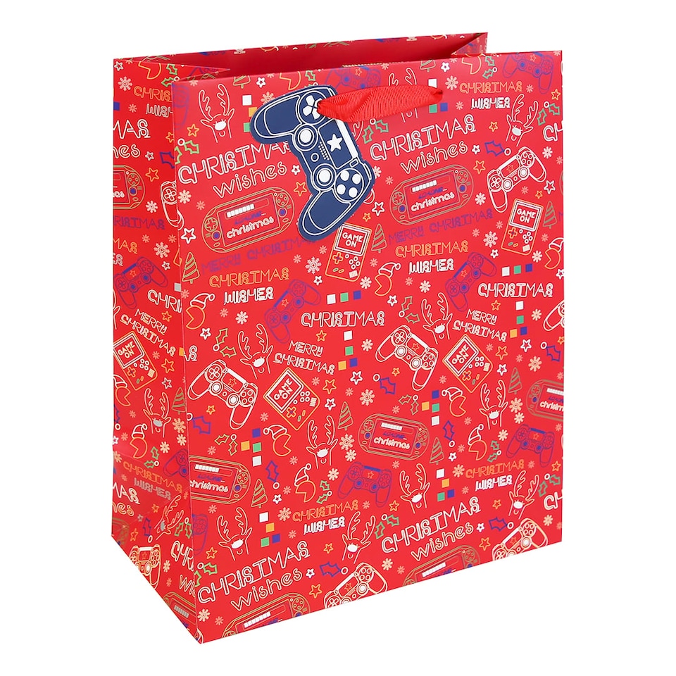 image 1 of Gaming Christmas Large Red Gift Bag 33cm