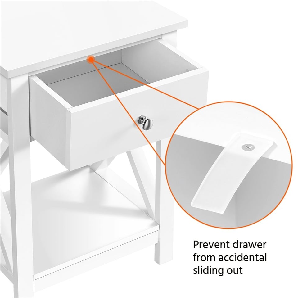 image 1 of Yaheetech Set of 2 X Shape Bedside Tables with Drawer