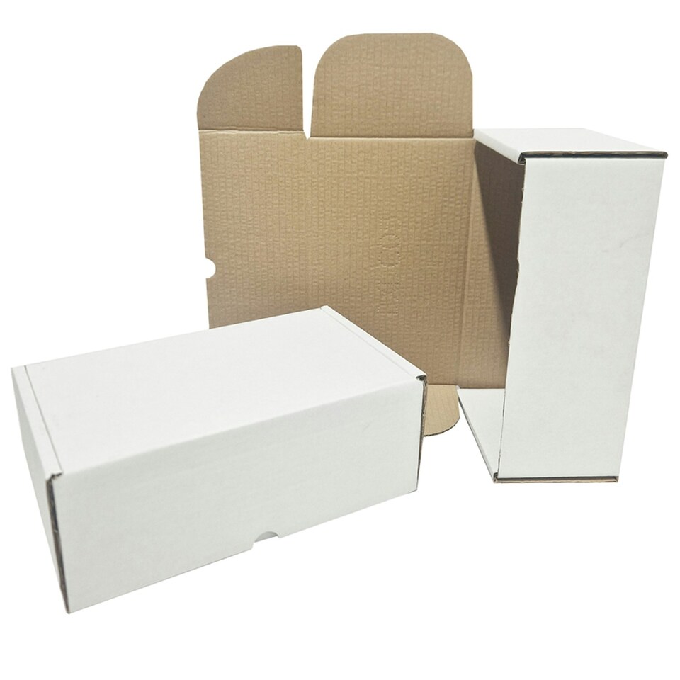 image 1 of 50 x White Die Cut Boxes 10 x 6 x 4" (250x150x100mm) Folding Postal Shipping Cartons White