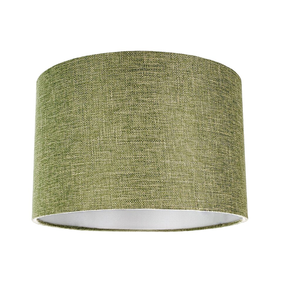 image 1 of Contemporary Olive Green Plain Linen Fabric 10 Drum Lamp Shade 60w Maximum | Green