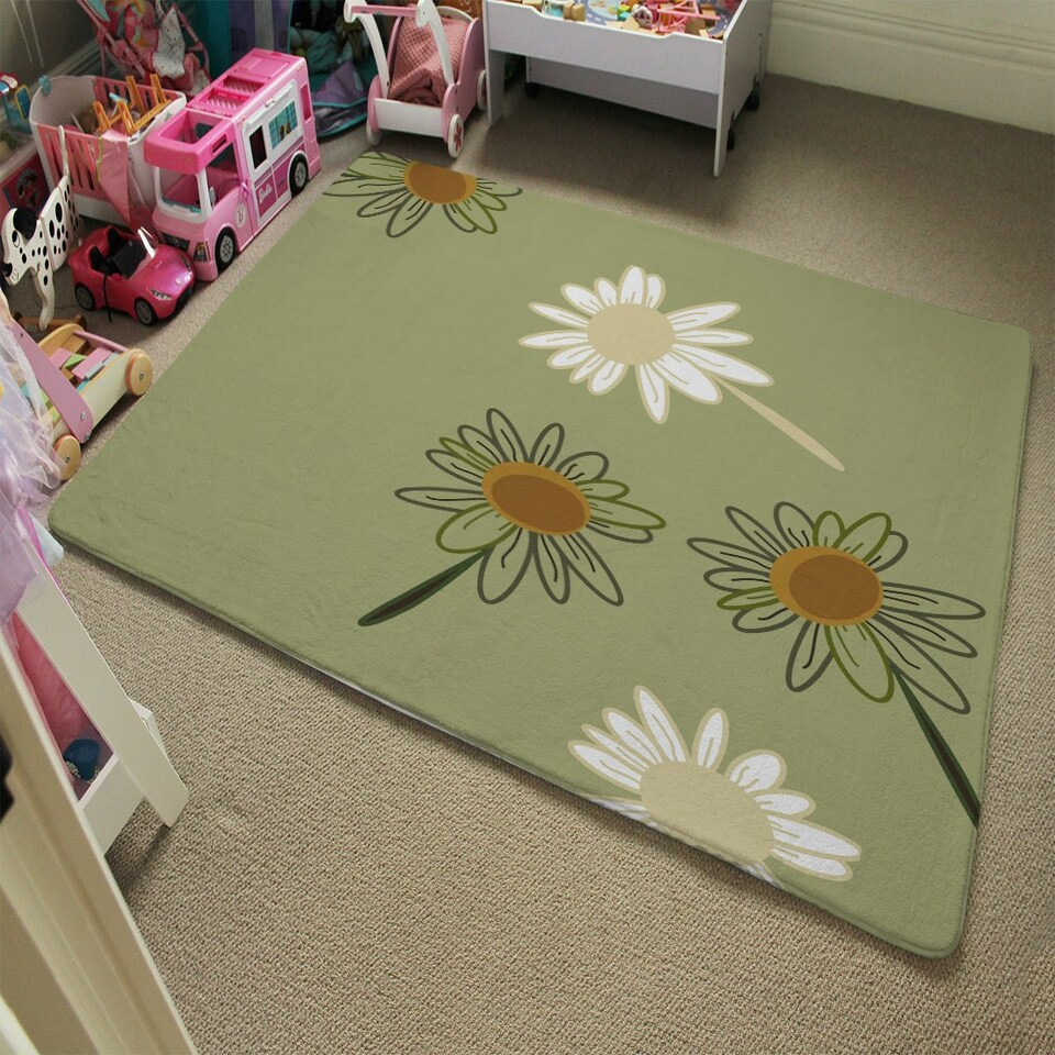 image 1 of Patterns and shapes in the style of scrapbooking (Rug) Green | Large: 140x200cm