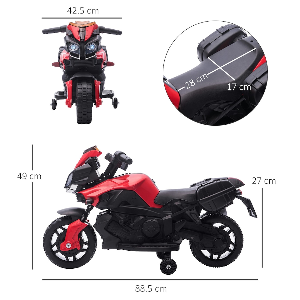 image 1 of HOMCOM Kids 6V Electric Motorcycle Ride-On Toy Battery 18 - 48 months Red