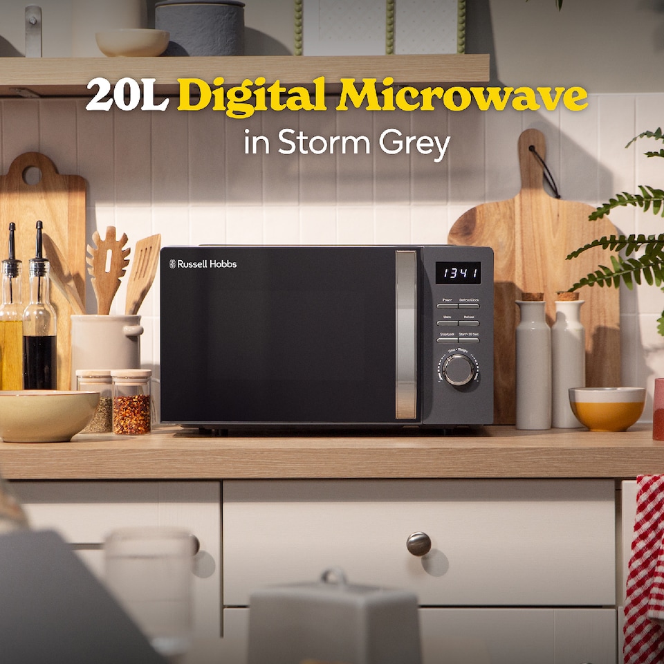 image 1 of Russell Hobbs RHMD818G Grey Microwave 20L Digital Legacy 800W Defrost Function