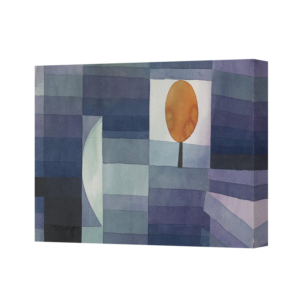 Abstract Geometric Canvas Wall Art Print Blues And Orange Accent 3144