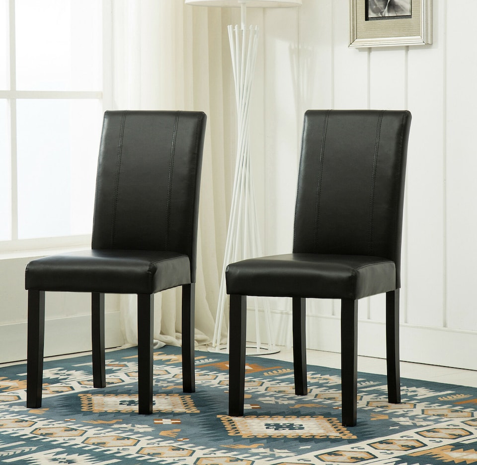 image 1 of Set of 2 Leather Dining Chairs Black by MCC