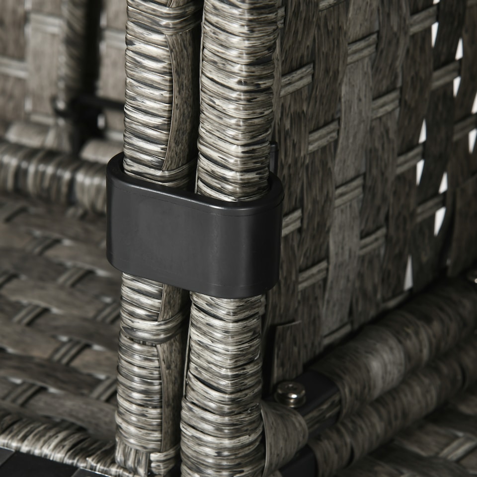 image 1 of Outsunny 7 Pieces PE Rattan Garden Furniture Set, 50,000 BTU Gas Fire Pit Table, Double Corner Sofa and 3 Footstools, 6 Seater Furniture Sofa Sets with Cushions for Conservatory, Grey