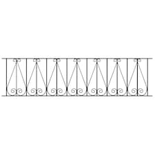 Regent Scroll Railing Panel - Solid Steel - Fits Gap of 1830 mm x 395 mm High - Electro Galvanised/Black Powder Coated Black