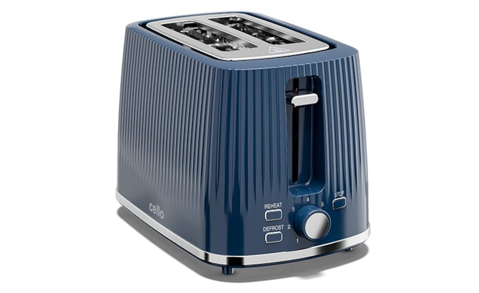 image 1 of Cello Textured Blue 2 slice Toaster | Blue | 2 Slice
