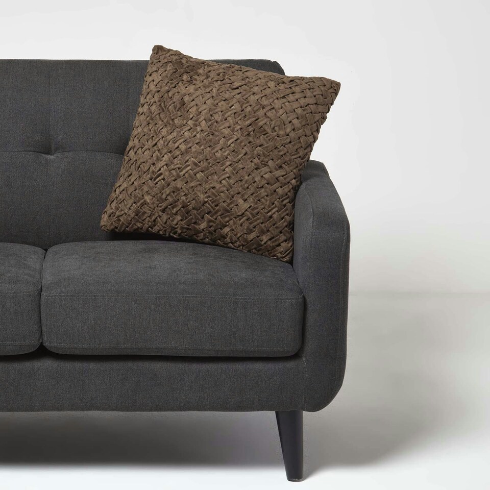 image 1 of Homescapes Sofia Pleated Brown Velvet Cushion - 45 x 45 cm | Brown | 45 x 45 cm | 1