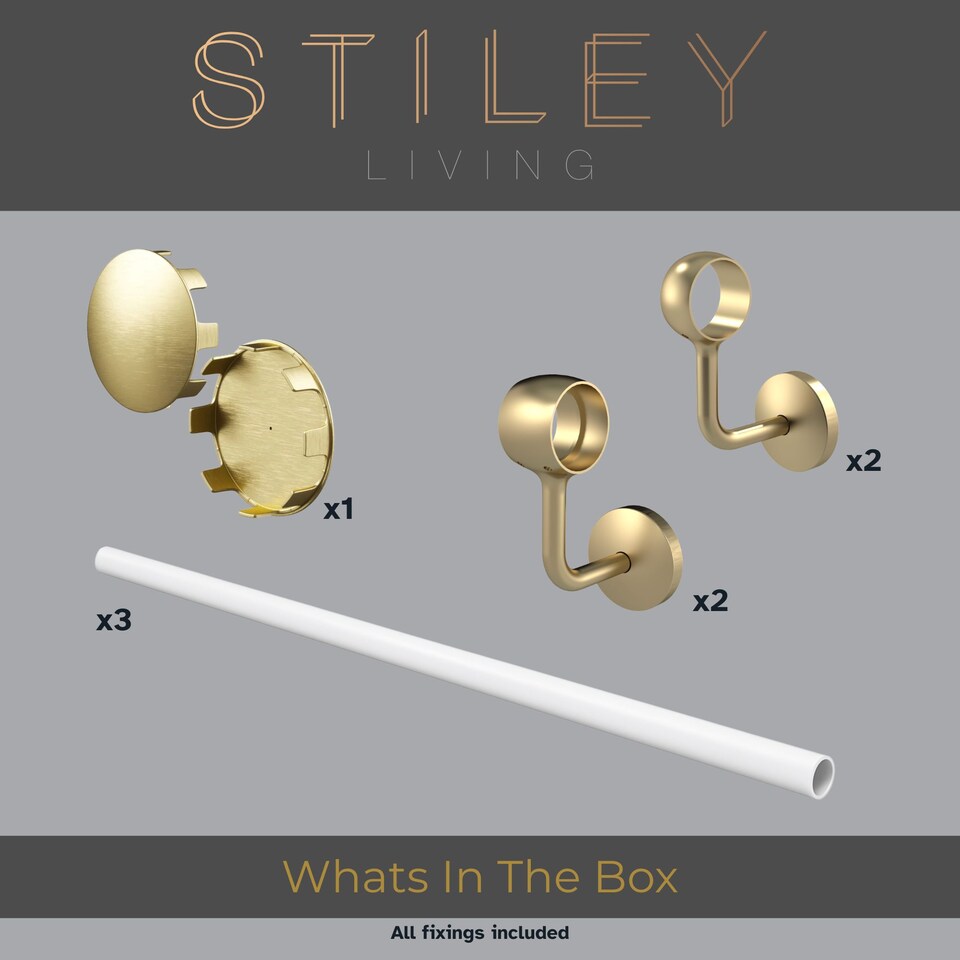 image 1 of Stiley Living Wall Mounted Handrail Kit, Banister System with Brackets and Fixings
