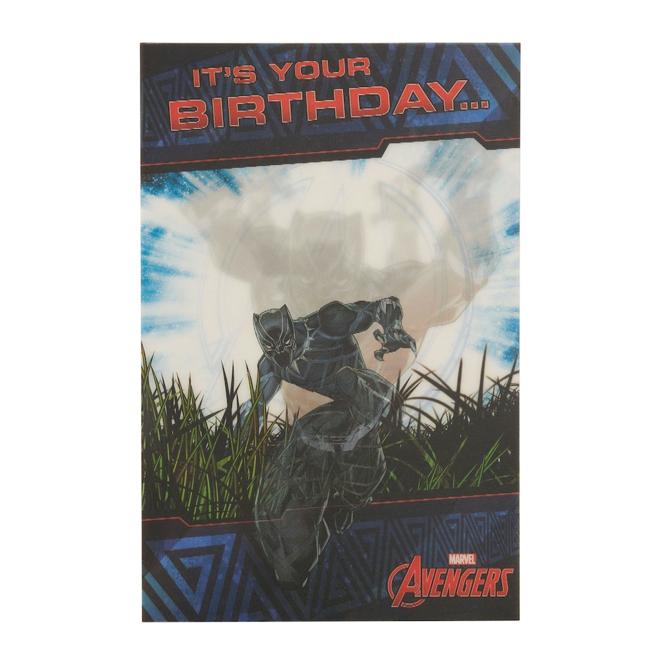 image 1 of UK Greetings | Marvel The Avengers Birthday Card | Happy Birthday Gifts | Him, Boys, Men | Black Panther Design | With Envelope