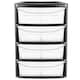 image 1 of 1 x Black A4 Table & Desktop Compact Bedside Plastic Storage Unit With 4 Clear Drawers Black