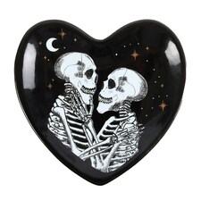 Something Different Skeleton Couple Trinket Dish - Black/White/Gold - One Size