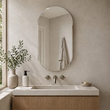 Showerdrape Archway Oval Wall Mounted Frameless Bevelled Edge Bathroom Mirror 80 x 40cm | Chrome | Mirror | 1