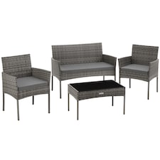 Rattan Garden Furniture Palese - for 4 people, weather resistant | Grey | grey | 57 x 104 x 79 cm | 1