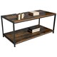 image 1 of Coffee Table Rustic Wooden Brown Grain Finish Living Room Storage Shelf 2 Tier Brown