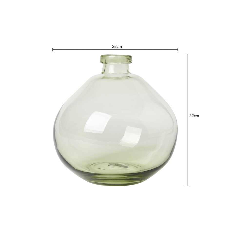 image 1 of BHS Recycled Round Glass Vase, Green
