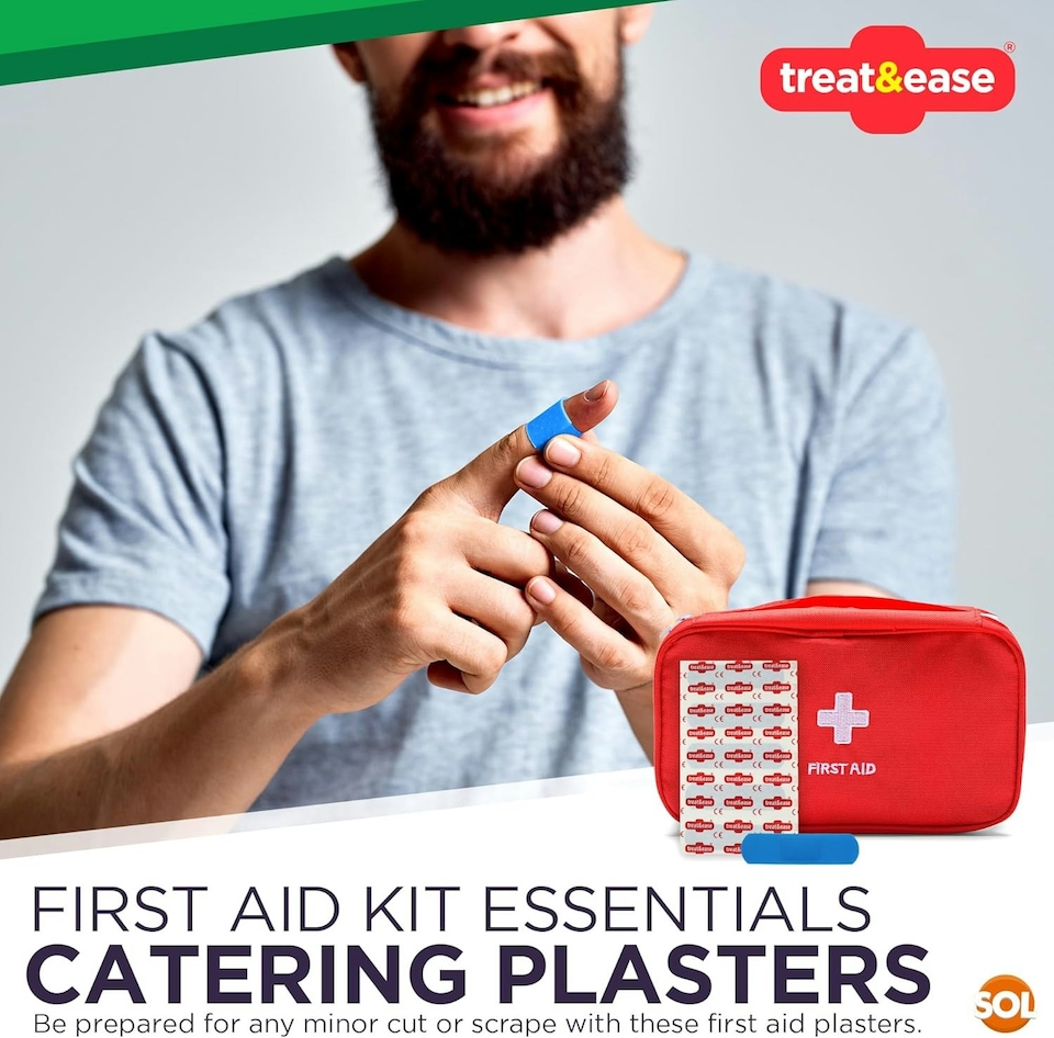 image 1 of SOL 200pk Assorted Blue Plasters for Catering and First Aid - Strong Adhesion