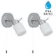 image 2 of Set of 2 Iona - Chrome Opal Glass IP44 Pull Cord Bathroom Wall Spotlights | Chrome | 2