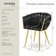 image 6 of Dining Chair Astano - padded, velvet, knot design, continuous backrest - Set of 2 Black | Black/Gold