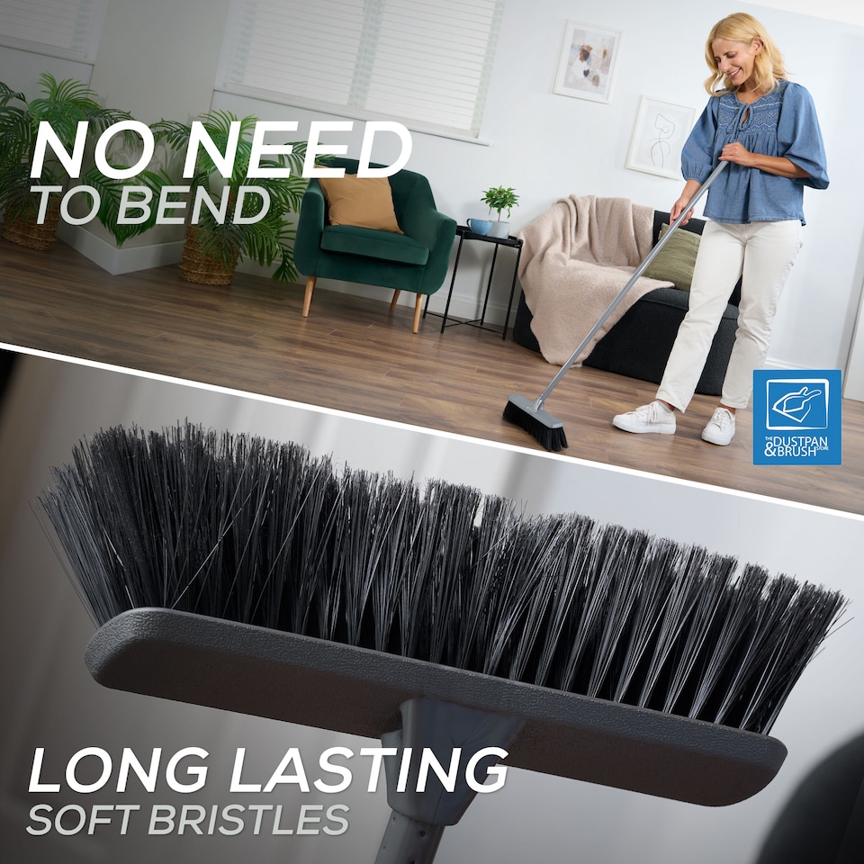 image 1 of Soft Indoor Silver Broom Sweeping Brush With Strong Handle Kitchen Brush