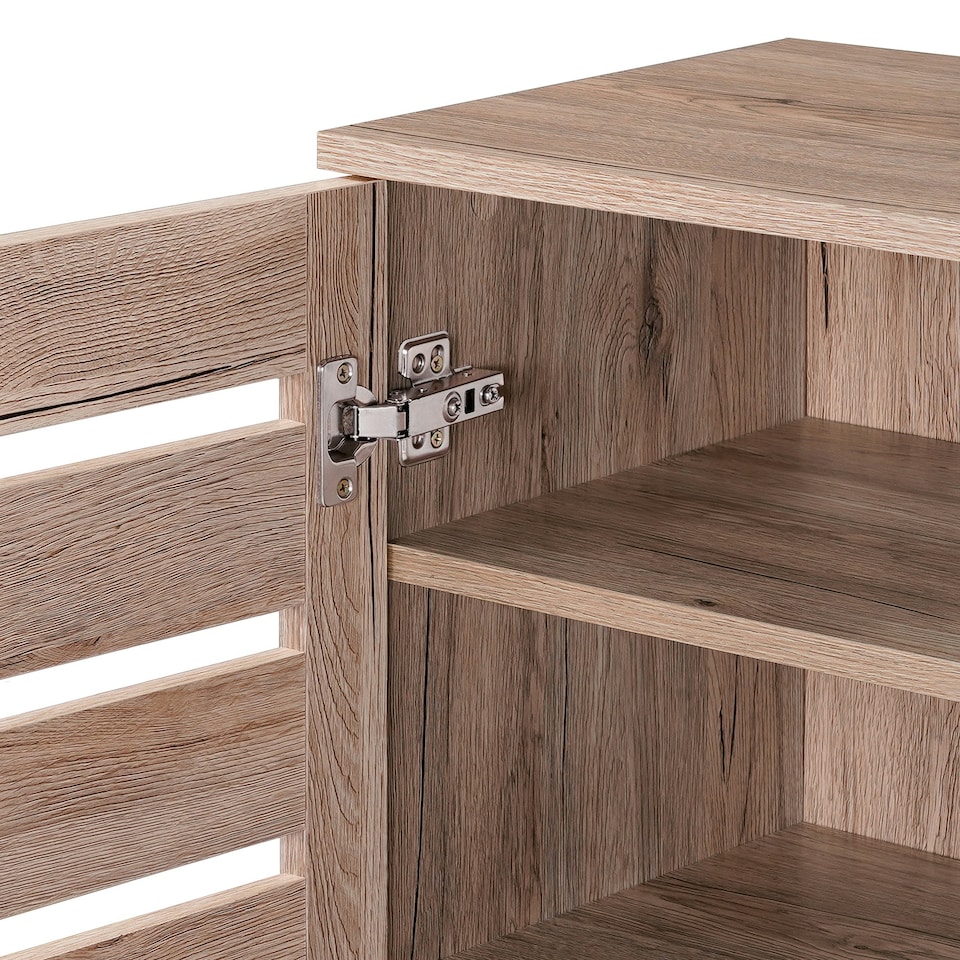 image 1 of Euston Modern 2 Door Shoe Storage Cabinet Brown