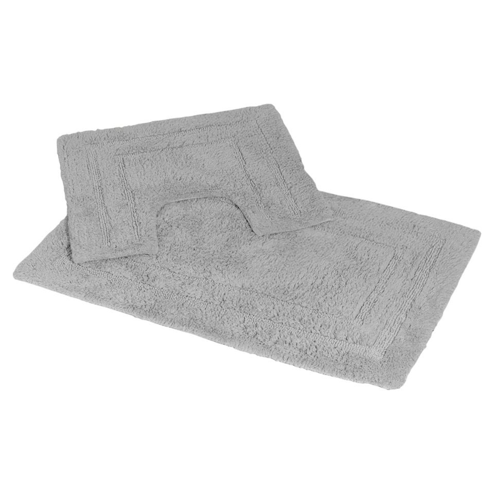 image 1 of Showerdrape Pinnacle Grey 2 Piece 100% Cotton Bath Mat Set | Multi | 1