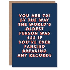 Fancy Breaking Records 70 Year Old Milestone 70th For Him Birthday Card