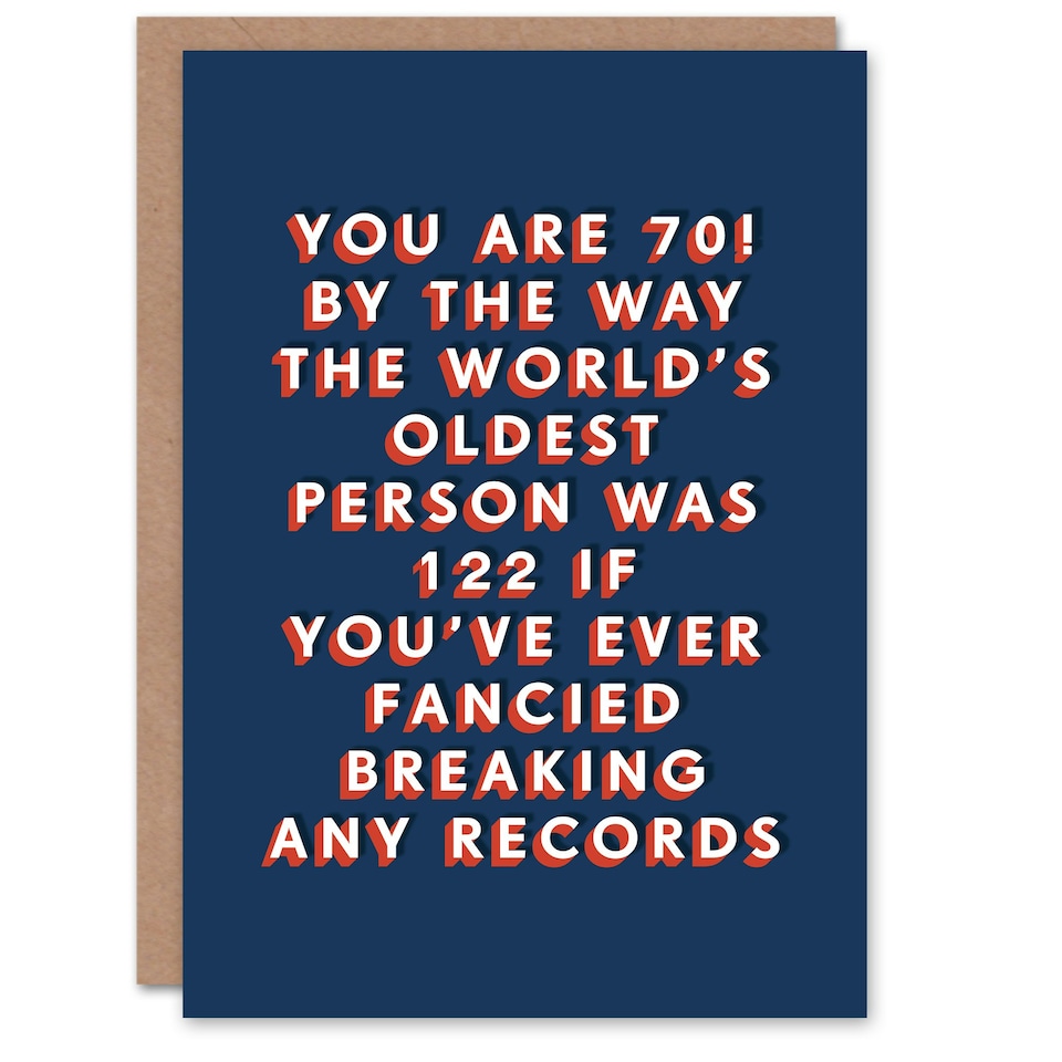 image 1 of Fancy Breaking Records 70 Year Old Milestone 70th For Him Birthday Card
