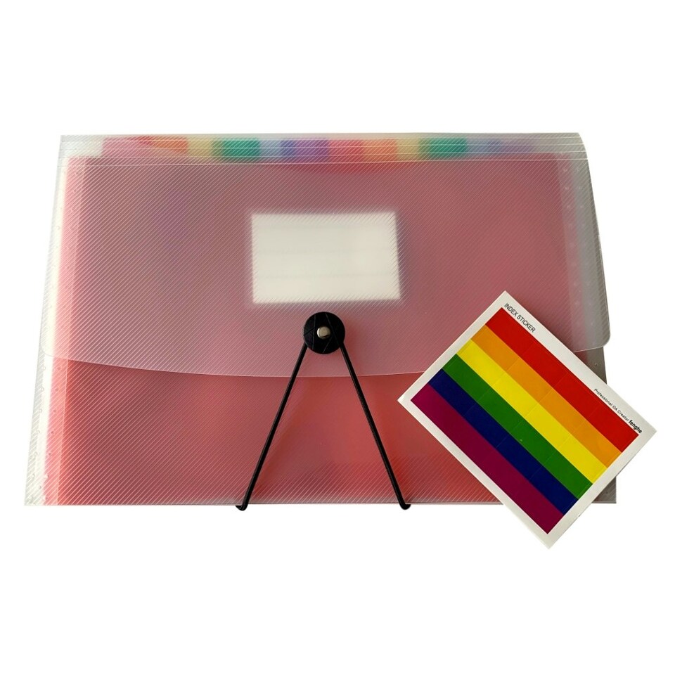 image 1 of A4 13 Part Rainbow Coloured Tabs Expanding File with Elastic Closure